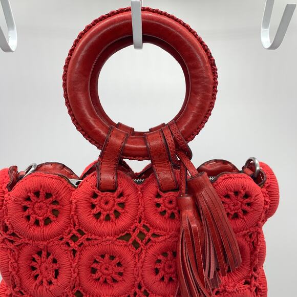 Patricia Nash Crochet Vobbia Small Tote Women Purse Red Color - Picture 11 of 16